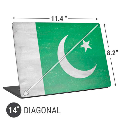 Pakistan Flag Distressed Universal Laptop 14in (11.4 x 8.2in) Skin