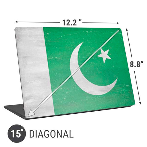 Pakistan Flag Distressed Universal Laptop 15in (12.2 x 8.8in) Skin