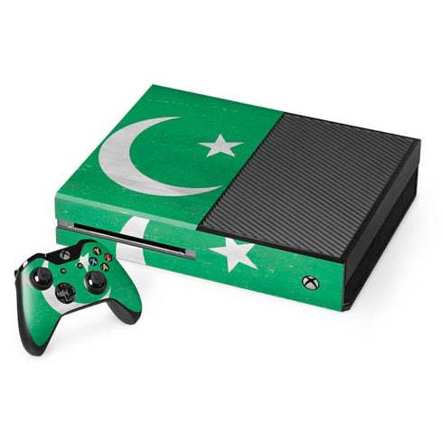 Pakistan Flag Distressed Xbox One Console and Controller Bundle Skin