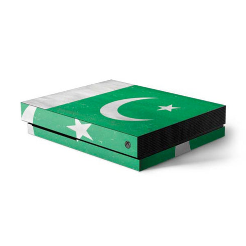 Pakistan Flag Distressed Xbox One X Console Skin