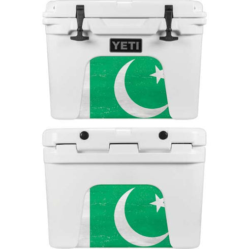 Pakistan Flag Distressed YETI Tundra 35 Hard Cooler Skin