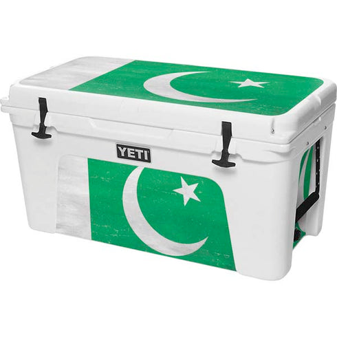 Pakistan Flag Distressed YETI Tundra 75 Hard Cooler Skin