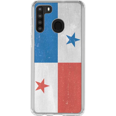 Panama Flag Distressed Galaxy A21 Clear Case