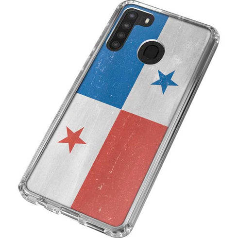 Panama Flag Distressed Galaxy A21 Clear Case