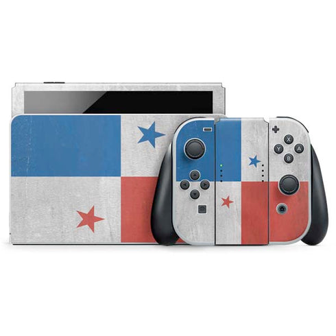 Panama Flag Distressed Nintendo Switch OLED (2021) Skin