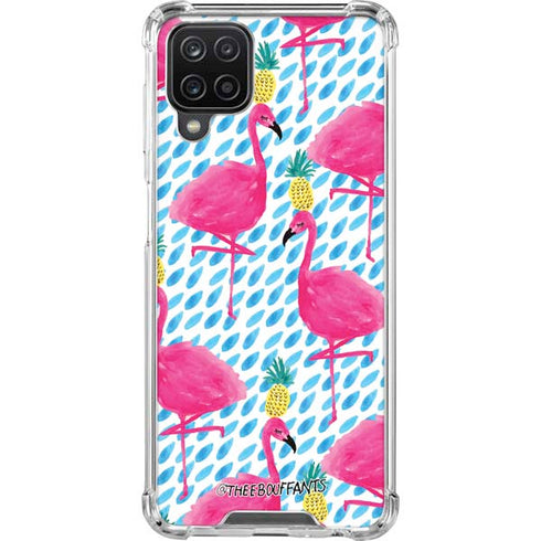 Bouffants and Broken Hearts Party Flamingos Galaxy A12 Clear Case