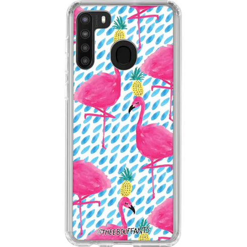 Bouffants and Broken Hearts Party Flamingos Galaxy A21 Clear Case