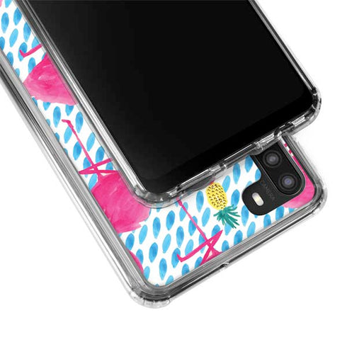 Bouffants and Broken Hearts Party Flamingos Galaxy A21 Clear Case