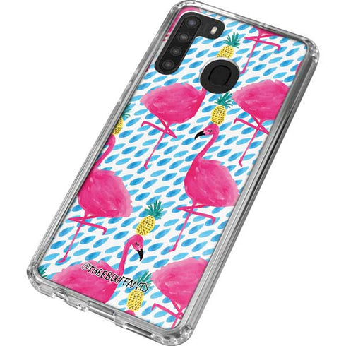 Bouffants and Broken Hearts Party Flamingos Galaxy A21 Clear Case