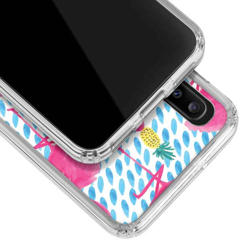 Bouffants and Broken Hearts Party Flamingos Galaxy A30 Clear Case