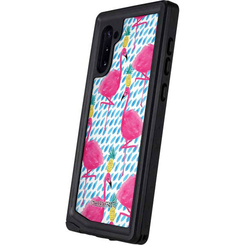 Bouffants and Broken Hearts Party Flamingos Galaxy Note 10 Waterproof Case