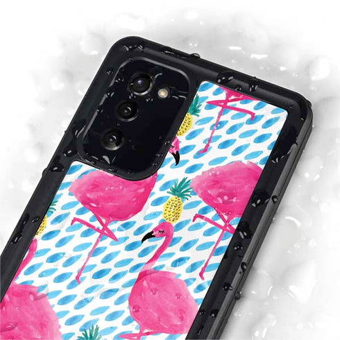 Bouffants and Broken Hearts Party Flamingos Galaxy Note20 5G Waterproof Case