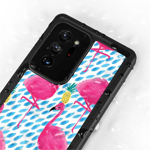Bouffants and Broken Hearts Party Flamingos Galaxy Note20 Ultra 5G Waterproof Case