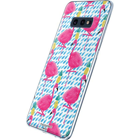 Bouffants and Broken Hearts Party Flamingos Galaxy S10e Skin