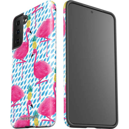 Bouffants and Broken Hearts Party Flamingos Galaxy S21 FE Pro Case
