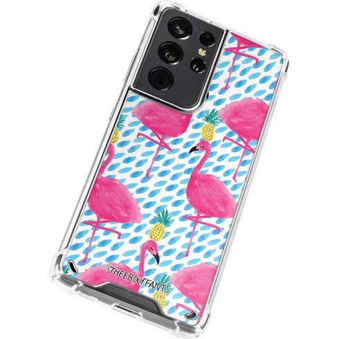 Bouffants and Broken Hearts Party Flamingos Galaxy S21 Ultra 5G Clear Case
