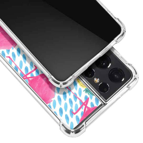 Bouffants and Broken Hearts Party Flamingos Galaxy S21 Ultra 5G Clear Case
