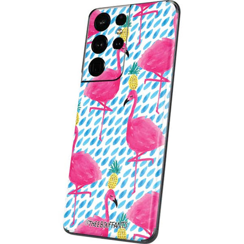 Bouffants and Broken Hearts Party Flamingos Galaxy S21 Ultra 5G Skin