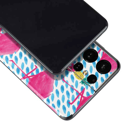Bouffants and Broken Hearts Party Flamingos Galaxy S21 Ultra 5G Skin