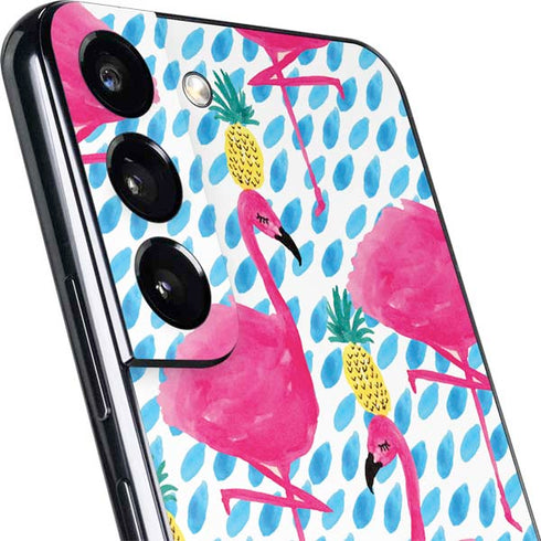 Bouffants and Broken Hearts Party Flamingos Galaxy S22 Plus Skin
