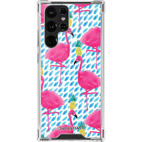 Bouffants and Broken Hearts Party Flamingos Galaxy S22 Ultra Clear Case