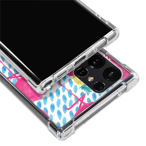 Bouffants and Broken Hearts Party Flamingos Galaxy S22 Ultra Clear Case
