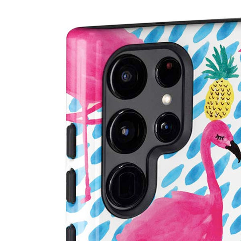 Bouffants and Broken Hearts Party Flamingos Galaxy S22 Ultra Pro Case