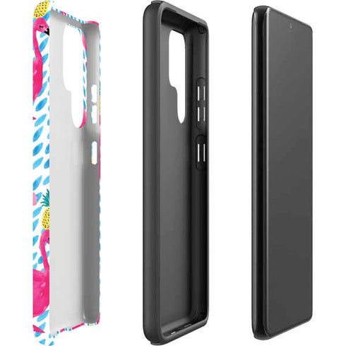 Bouffants and Broken Hearts Party Flamingos Galaxy S22 Ultra Pro Case