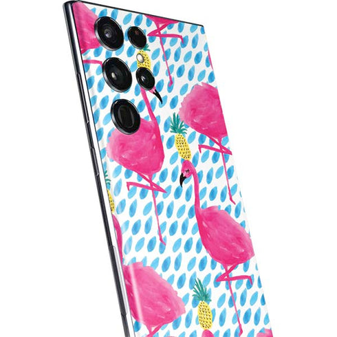 Bouffants and Broken Hearts Party Flamingos Galaxy S22 Ultra Skin