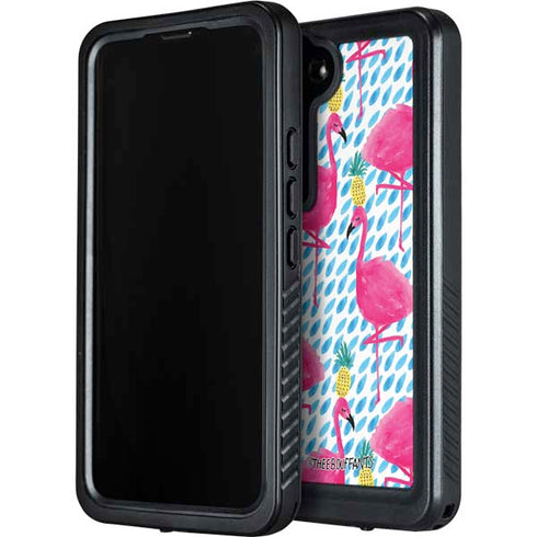 Bouffants and Broken Hearts Party Flamingos Galaxy S23 Plus Waterproof Case