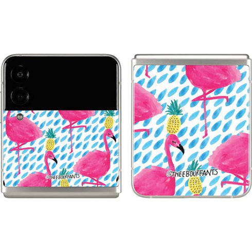 Bouffants and Broken Hearts Party Flamingos Galaxy Z Flip3 5G Skin