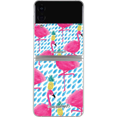 Bouffants and Broken Hearts Party Flamingos Galaxy Z Flip3 5G Skin