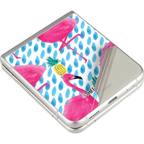 Bouffants and Broken Hearts Party Flamingos Galaxy Z Flip3 5G Skin