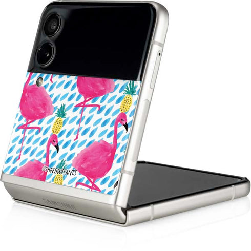 Bouffants and Broken Hearts Party Flamingos Galaxy Z Flip3 5G Skin