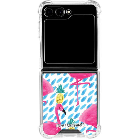 Bouffants and Broken Hearts Party Flamingos Galaxy Z Flip5 5G Clear Case