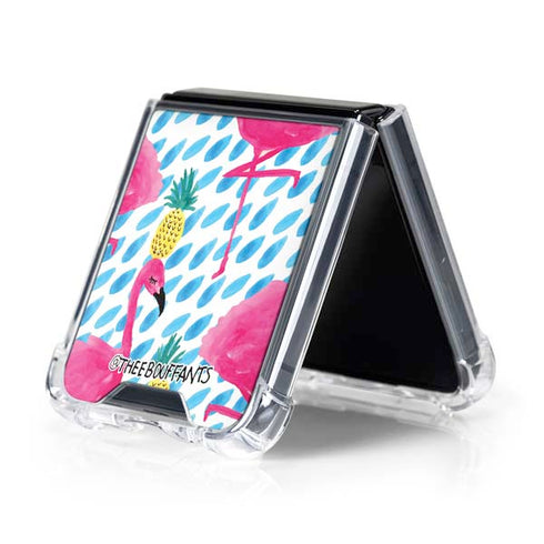 Bouffants and Broken Hearts Party Flamingos Galaxy Z Flip5 5G Clear Case