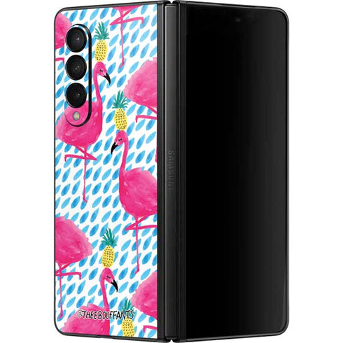 Bouffants and Broken Hearts Party Flamingos Galaxy Z Fold3 5G Skin