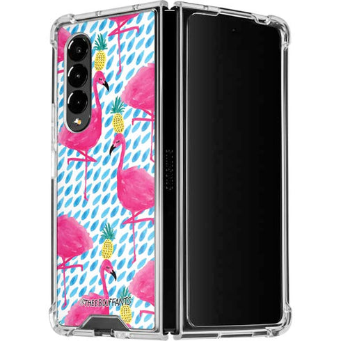 Bouffants and Broken Hearts Party Flamingos Galaxy Z Fold4 5G Clear Case