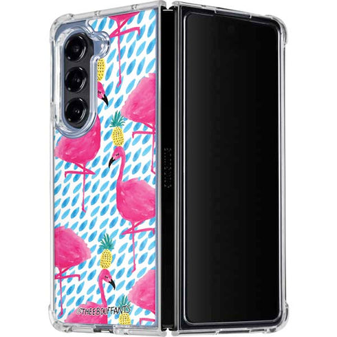 Bouffants and Broken Hearts Party Flamingos Galaxy Z Fold5 5G Clear Case