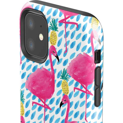 Bouffants and Broken Hearts Party Flamingos iPhone 11 Impact Case