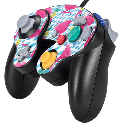 Bouffants and Broken Hearts Party Flamingos Nintendo GameCube Controller Skin
