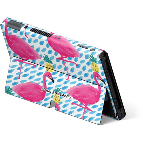 Bouffants and Broken Hearts Party Flamingos Nintendo Switch OLED (2021) Skin