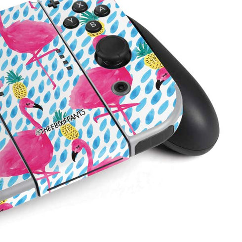 Bouffants and Broken Hearts Party Flamingos Nintendo Switch OLED (2021) Skin