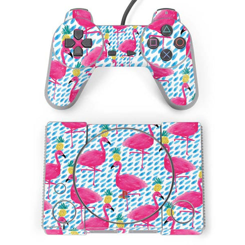 Bouffants and Broken Hearts Party Flamingos PlayStation Classic Bundle Skin
