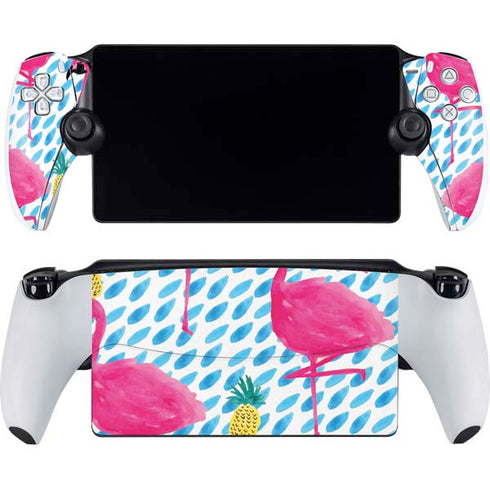 Bouffants and Broken Hearts Party Flamingos PlayStation Portal Remote Player Skin