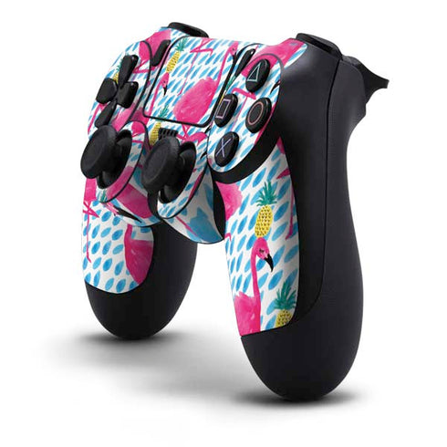 Bouffants and Broken Hearts Party Flamingos PS4 Controller Skin