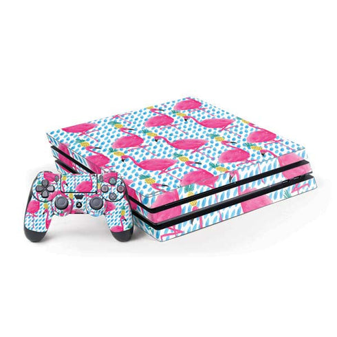 Bouffants and Broken Hearts Party Flamingos PS4 Pro Bundle Skin