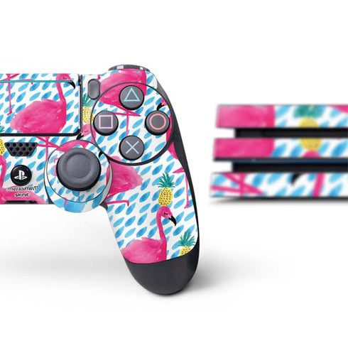 Bouffants and Broken Hearts Party Flamingos PS4 Pro Bundle Skin