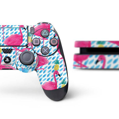 Bouffants and Broken Hearts Party Flamingos PS4 Slim Bundle Skin