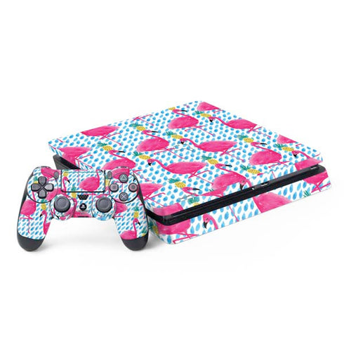 Bouffants and Broken Hearts Party Flamingos PS4 Slim Bundle Skin